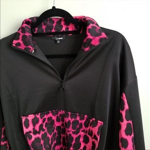 Black / Pink leopard Pullover Windbreaker   MEDIUM